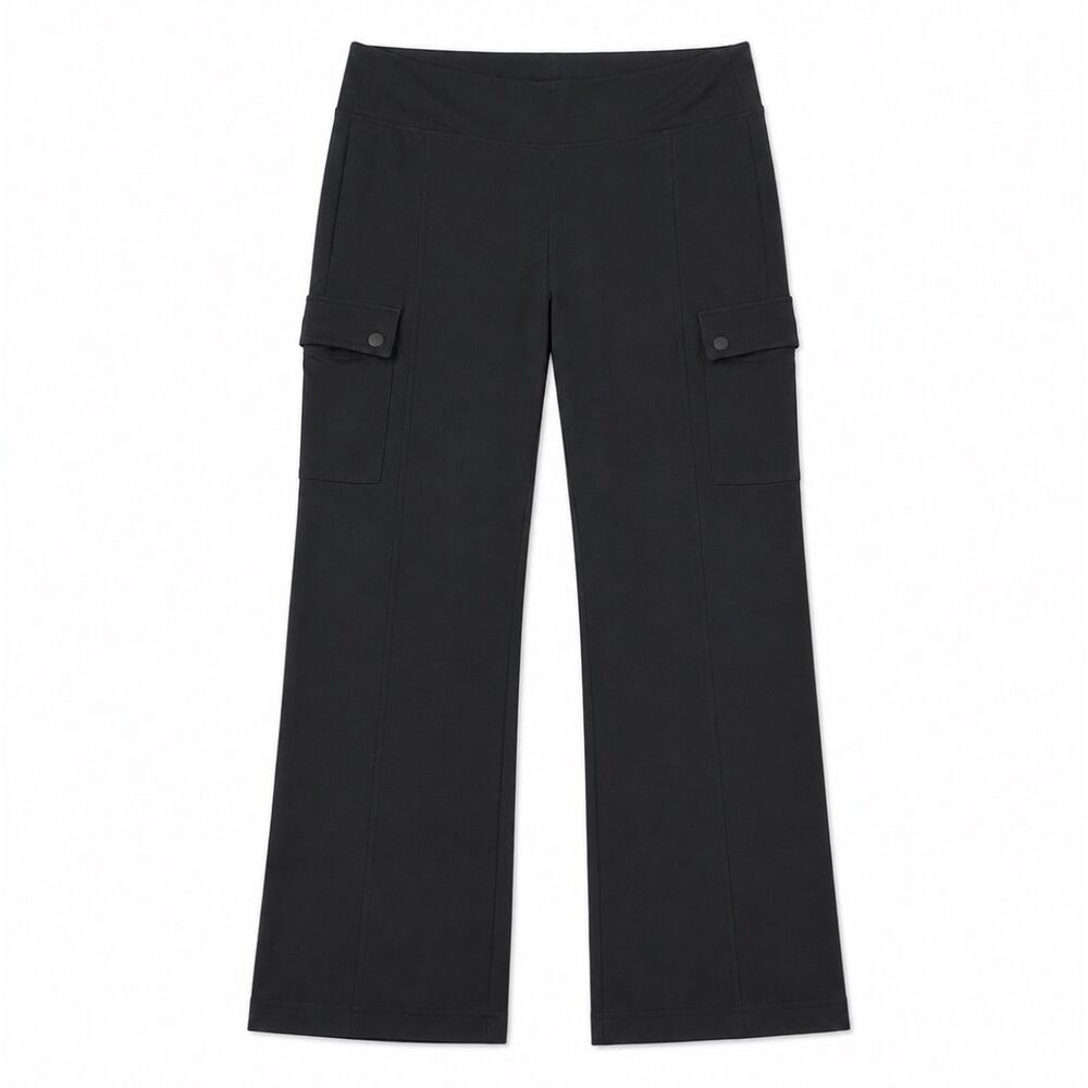 Athleta Delancey Straight Cargo Pant Womens Medium Black Stretch Pull On Travel